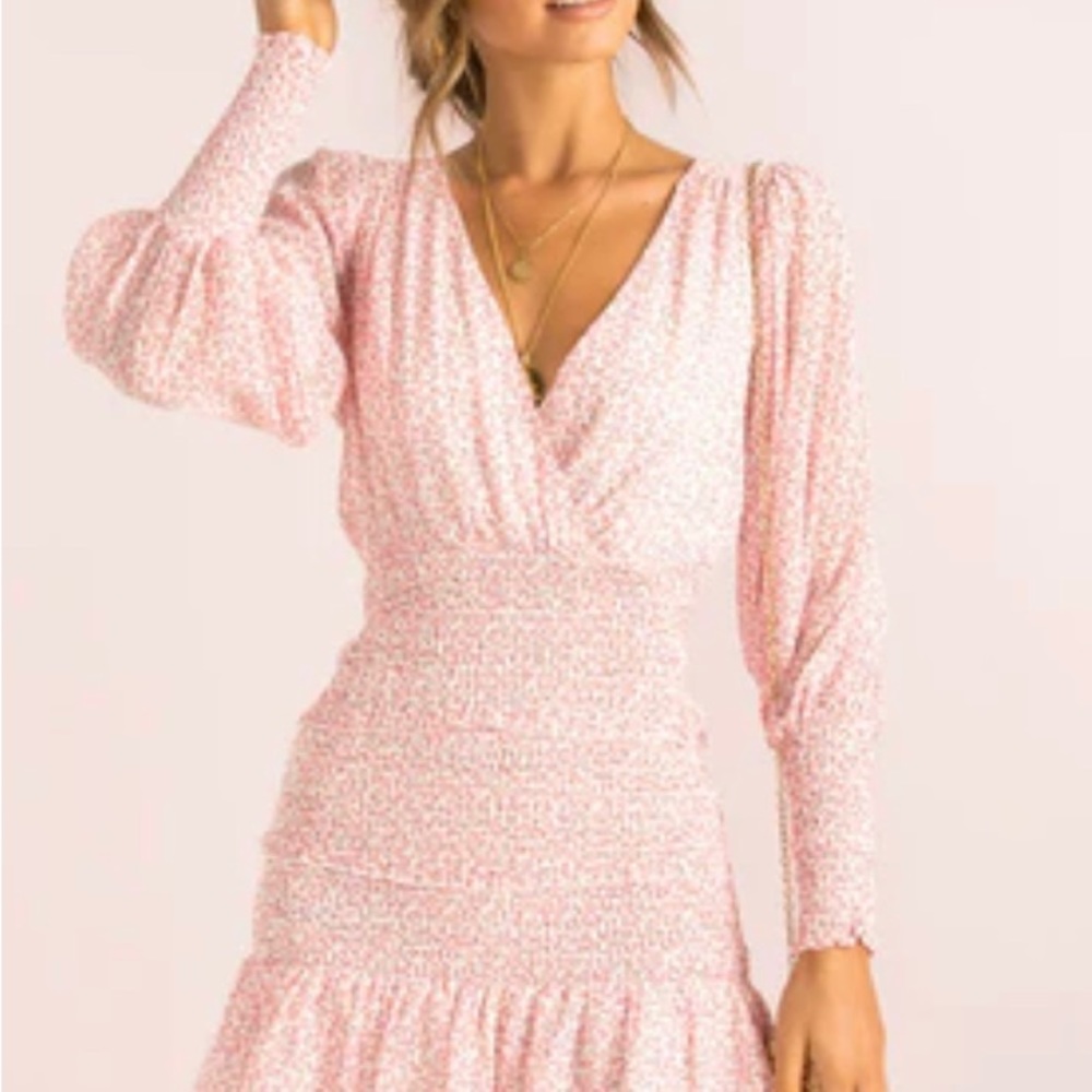 Sundae Muse Pink Floral Shayla Long Sleeve Dress (size US 6)